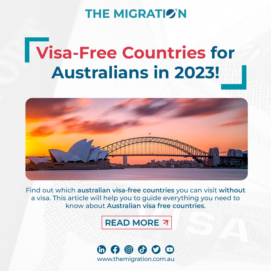 TheMigrationAU's tweet image. 1/8 Ready to pack your bags and explore the world? Check out this list of countries Australians can visit visa-free.

#themigration #australia #visaconsultants