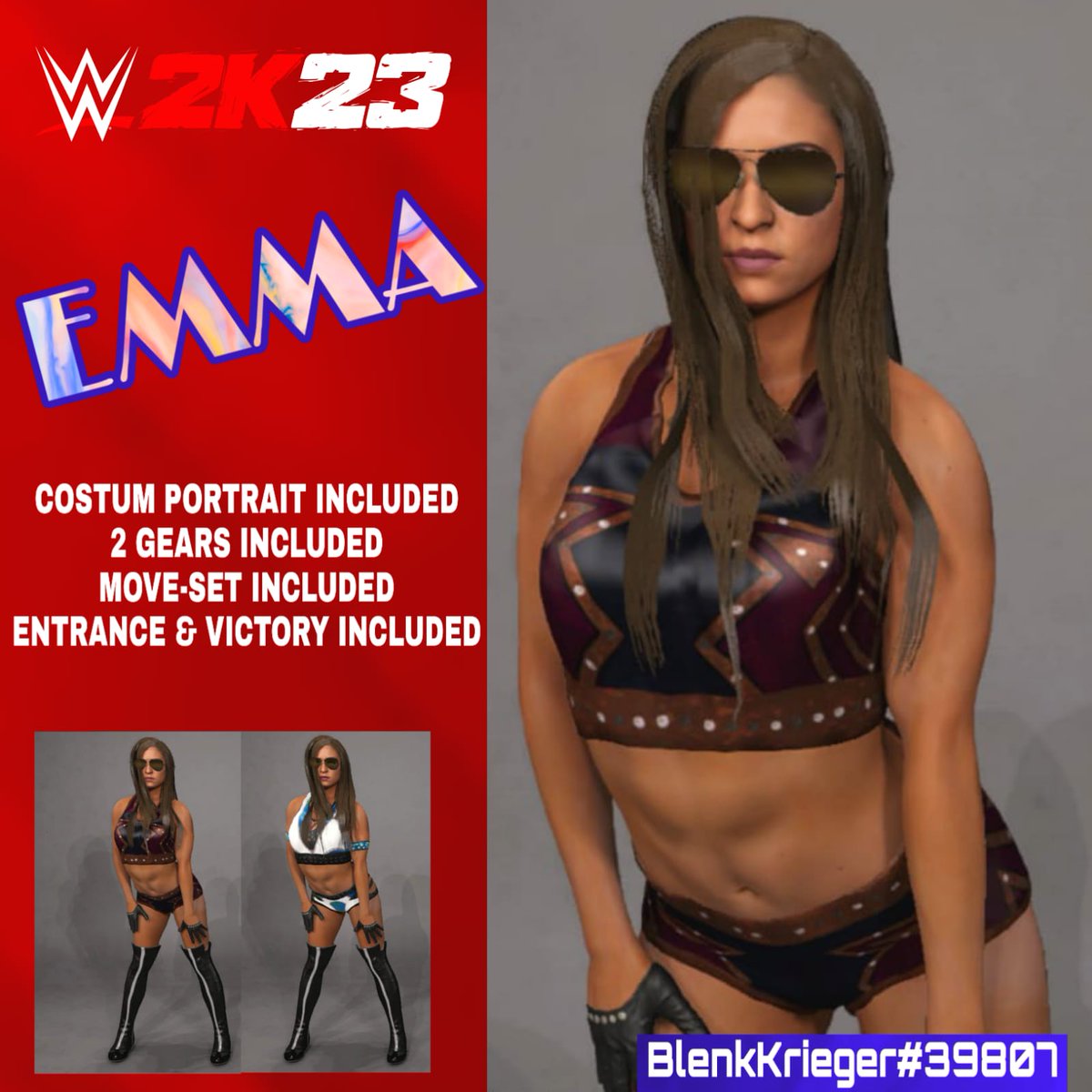 Emma Uploaded to #WWE2K23 Community Creations 
.
▪︎ Use the search HashTags
#Emma
#TeganNox
#DanaBrooke