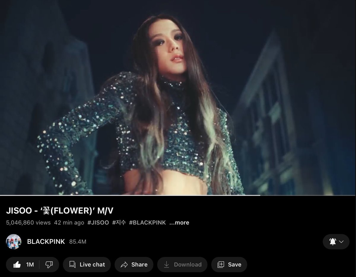 togejustvibin's tweet photo. FLOWER M/V:  

1M VIEWS - 4 minutes 
2M VIEWS - 8 minutes 
3M VIEWS - 16 minutes 
4M VIEWS - 27 minutes 
5M VIEWS - 42 minutes 🆕🔥 

1M LIKES - 42 minutes 🔥 

SOLOIST JISOO DEBUT 
#JISOO_Blooming_With_ME 
#꽃처럼_피어난_지수_솔로 @BLACKPINK https://t.co/LXXq2miNqf