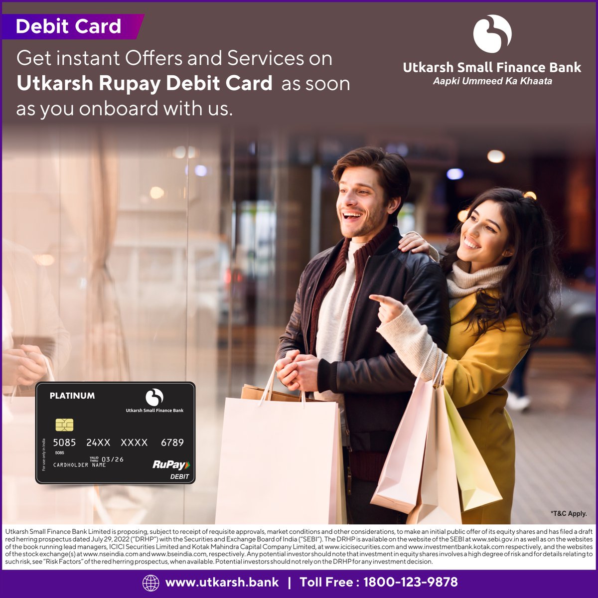 Utkarshsfbl's tweet photo. Cashless has never been so effortless. Our Debit Card is the perfect companion for all your spending needs.

#debitcard #Utkarsh #Bank #Utkarshsmallfinancebank https://t.co/y0Az3C9bla