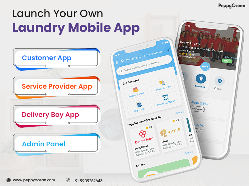 PeppyOcean's tweet photo. Want to develop a custom #Laundry management system with live tracking &amp; advanced features like GPS route, then PeppyOcean is the right place to get them. Take your dry cleaning #business online with our #ondemand #laundryappdevelopment solution. 👉 https://t.co/pahGxOmURg https://t.co/1ZhbODo90C