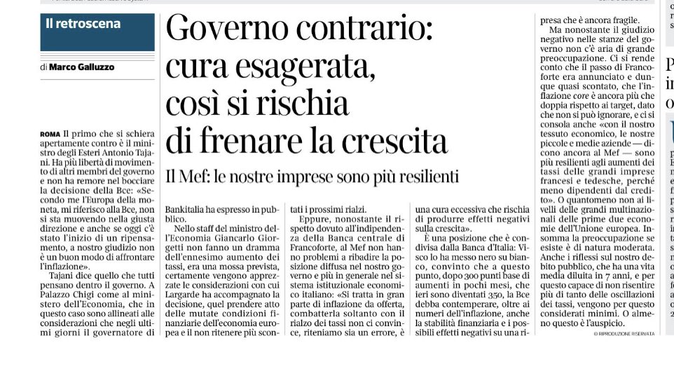 paoloangeloRF's tweet photo. #galluzzo”nonostante giudizio negativo,nelle stanze del governo non c’è aria di grande preoccupazione ci si rende conto che il passo di Francoforte era annunciato e dunque quasi scontato che l’inflazione core è ancora più che doppia rispetto al target..riflessi considerati minimi https://t.co/sf6Lv6mkpt