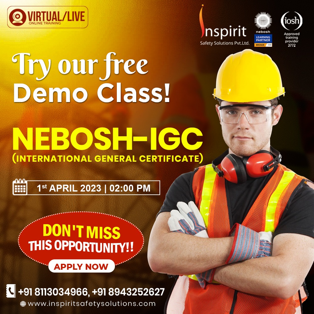 inspiritsafety's tweet image. INSPIRIT ന്റെ NEBOSH- Free online demo class- പങ്കെടുക്കൂ സേഫ്റ്റി മേഖലയിലെ അവസരങ്ങളിലേക്കുള്ള അറിവും വൈവിധ്യവും വികസിപ്പിക്കു.
For Enquiries :
🌐inspiritsafetysolutions.com
☎️ +91 8943252627, +91 8113034966
#NEBOSHtraining #NEBOSH #DemoClass #free #online #INSPIRIT #NEBOSHIGC