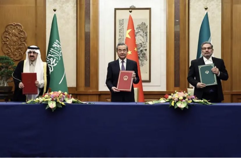 stratheia's tweet photo. Opportunities for #Pakistan in #China’s #Saudi- #Iran Deal 

Read our latest By Ambassador Syed Sajjad Haider @SajjadDiplomat 

“Improved relations between the two regional powers could also lead to a more stable and peaceful Middle East which would be beneficial for Pakistan as well as other countries in the region including #Afghanistan”

https://t.co/oooraYv9nM