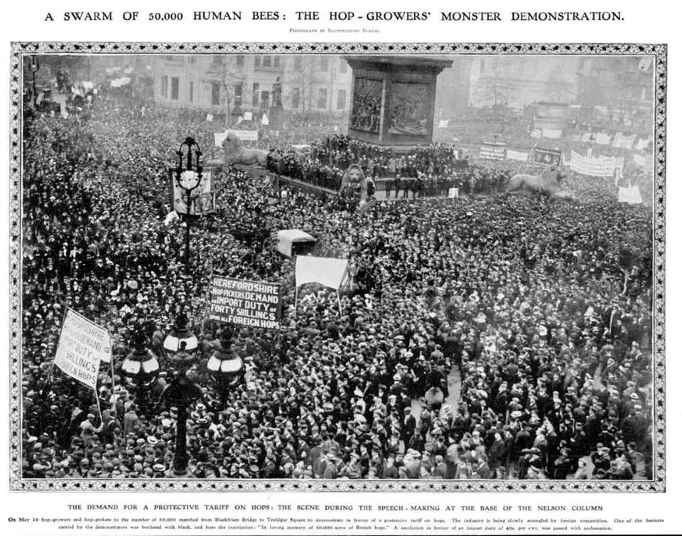 Friday fact: UK Hop Growers Demonstration 1908. There was a huge turnout to complain about imported hops, around 50,000 people. And as a result nobody uses imported hops in their beers today...... Much 😉
