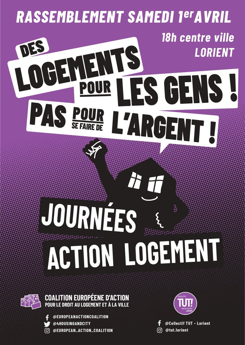 Samedi à #Lorient ça mobilise pour le #Logement #bzh pour la fin de la trêve hivernale #HousingActionDay pensez à signer la pétition pour passer les 10000 signatures pour le #logement en #Bretagne mesopinions.com/petition/socia…