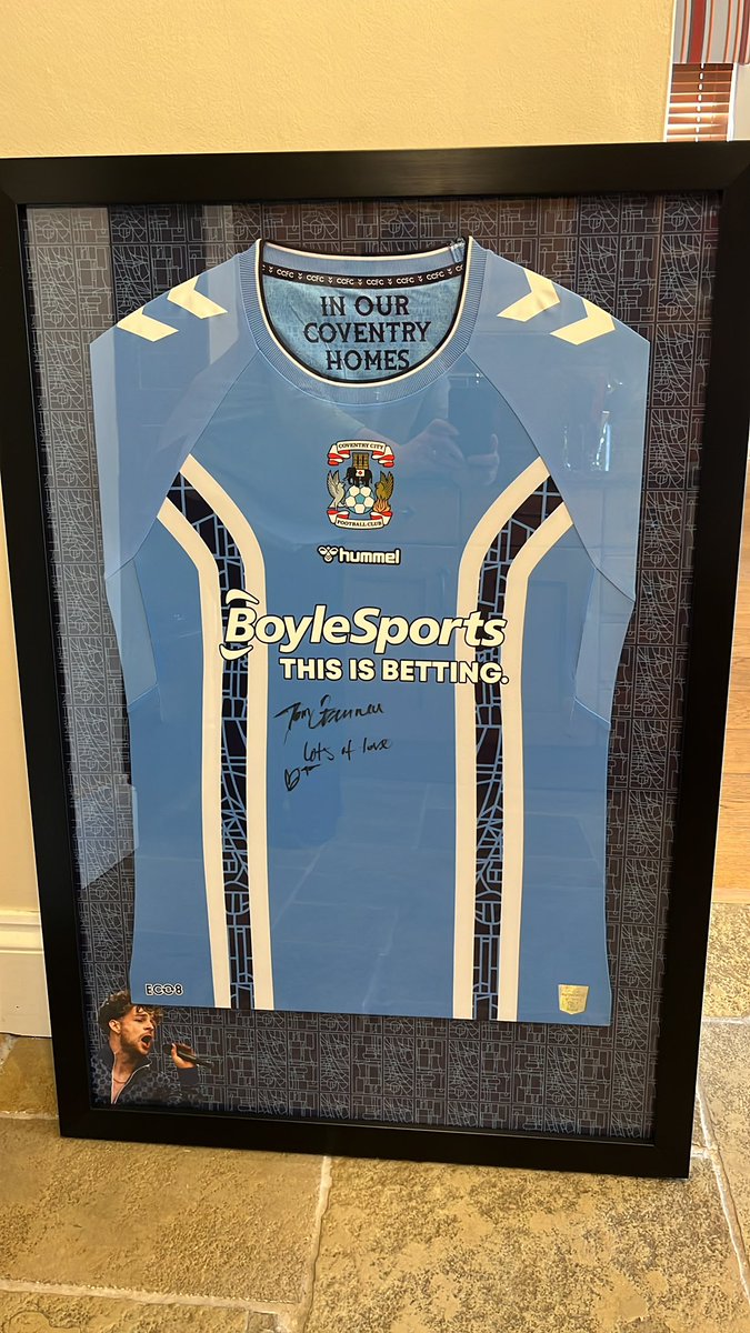 Massive thanks <a href="/Tom_Grennan/">Tom Grennan</a>  &amp; Coventry Trophy Centre (framing) this beauty is going great guns  in our <a href="/ccfpa/">CCFC Former Players</a>  Legends Day Auction 💥💙⚽️ #legendsday  #pusb