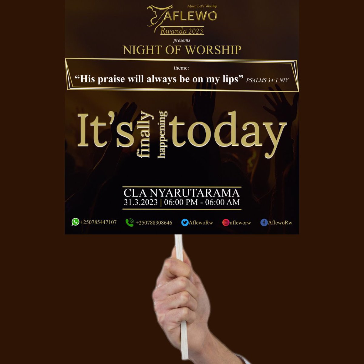 AFLEWO 2023 is here, see you at CLA this evening 6PM, muze dufatanye kuramya no guhimbaza Imana, 👏👏