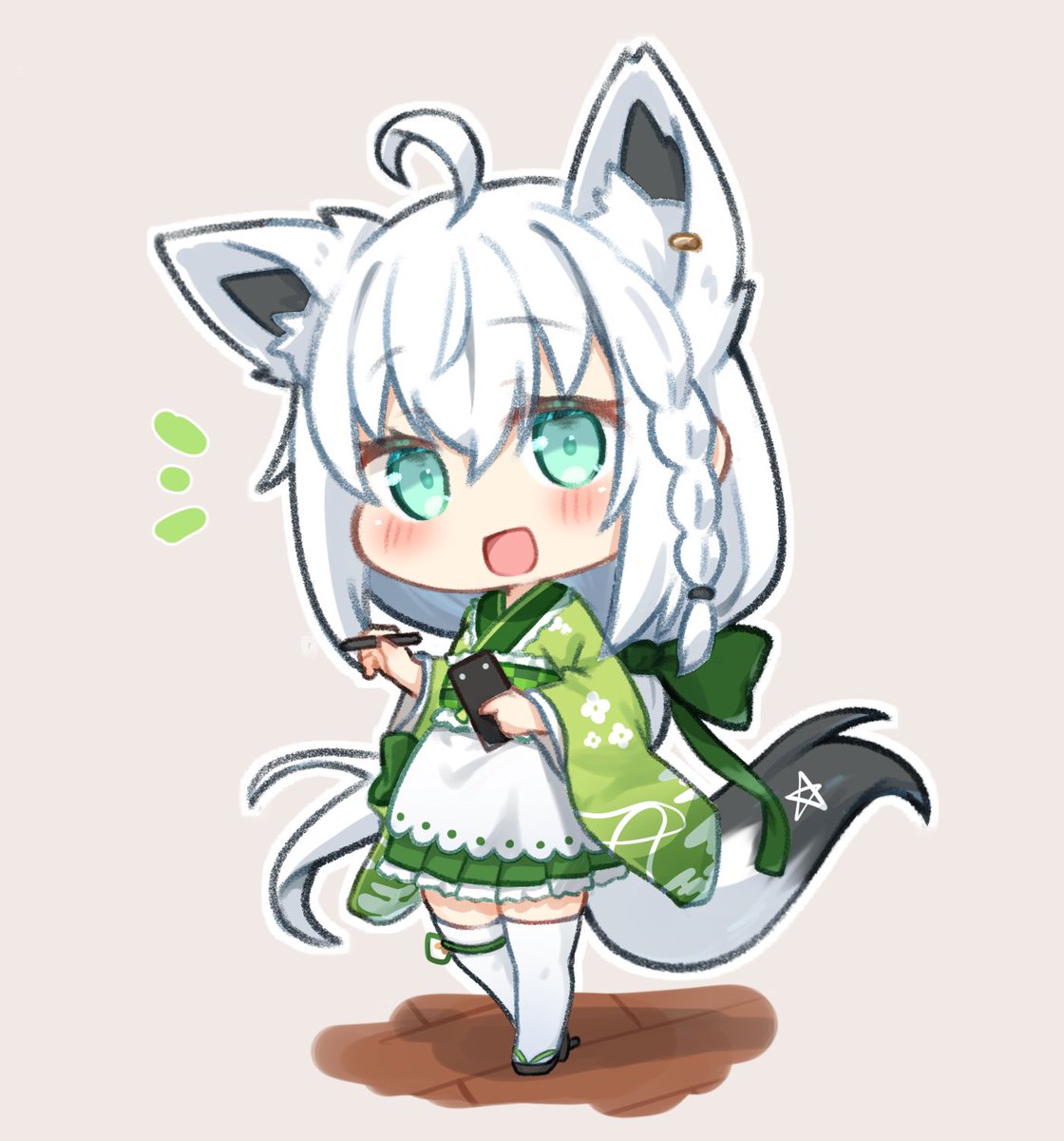 shirakami fubuki 1girl fox ears fox girl animal ears solo tail fox tail  illustration images