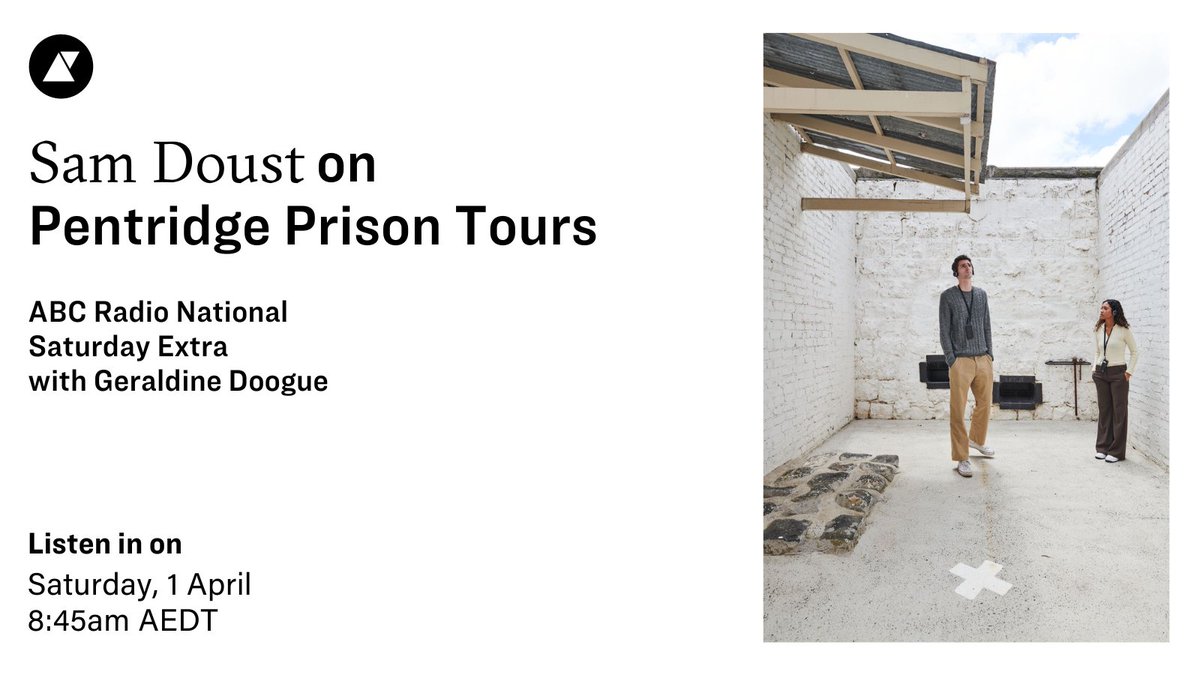 Art Processors (@artprocessors) on Twitter photo Catch Sam Doust, our creative director of the new #PentridgePrison Tours as he chats with Geraldine Doogue for Saturday Extra about what you can expect inside the infamous bluestone walls.
Tune into ABC <a href="/RadioNational/">ABC Radio National</a> at 8.45am AEDT, Saturday 1 April. Catch Sam Doust, our creative director of the new #PentridgePrison Tours as he chats with Geraldine Doogue for Saturday Extra about what you can expect inside the infamous bluestone walls.
Tune into ABC <a href="/RadioNational/">ABC Radio National</a> at 8.45am AEDT, Saturday 1 April.