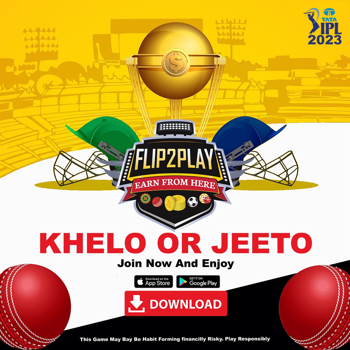 flip2play's tweet photo. Gear up for the most exciting IPL season ever! Play fantasy cricket on Flip To Play and win big. Download now and get ready to #flip2playIPL

 #fantasycricket #IPL2023 #cricketlovers #cricketfever #IPL #sports #winbig #gamingapp #downloadnow #csk https://t.co/aoJQbTwNrA