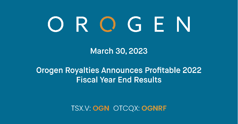 OrogenRoyalties's tweet photo. @OrogenRoyalties $OGN.V is pleased to marks its first year of profitability with the filing of the operating and financial results for the fiscal year ended December 31, 2022.

#mining #mineralexploration #exploration #geology #copper #gold #miningstocks