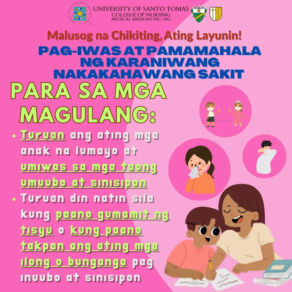 ustmminursing's tweet photo. Magandang araw mga magulang, chikiting at mga ka-MMIsionners!

Maligayang pagdating sa 𝙈𝙖𝙡𝙪𝙨𝙤𝙜 𝙣𝙖 𝘾𝙝𝙞𝙠𝙞𝙩𝙞𝙣𝙜, 𝘼𝙩𝙞𝙣𝙜 𝙇𝙖𝙮𝙪𝙣𝙞𝙣! 𝙋𝙖𝙜-𝙞𝙬𝙖𝙨 𝙖𝙩 𝙋𝙖𝙢𝙖𝙢𝙖𝙝𝙖𝙡𝙖 𝙣𝙜 𝙆𝙖𝙧𝙖𝙣𝙞𝙬𝙖𝙣𝙜 𝙉𝙖𝙠𝙖𝙠𝙖𝙝𝙖𝙬𝙖𝙣𝙜 𝙎𝙖𝙠𝙞𝙩 🧒🤒, +++ https://t.co/mH5dxlyY0i