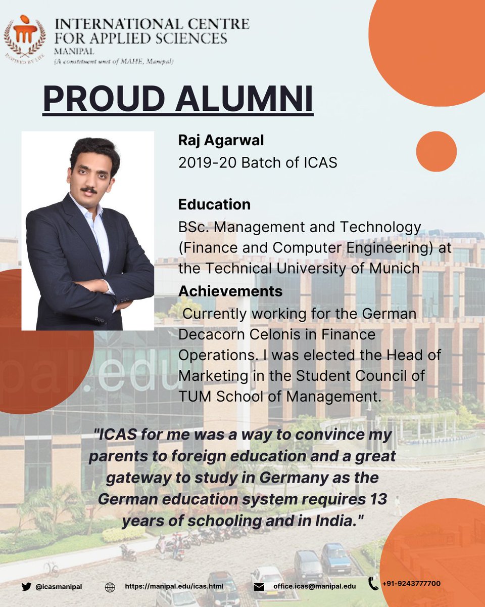 Here's Raj Agarwal (Batch: 2019-20) telling us how ICAS help him in achieving his dreams in life.
#ICASMAHE #ICASManipal #ExperienceEminance #ExperienceManipal #InstituteOfEminence #mahe