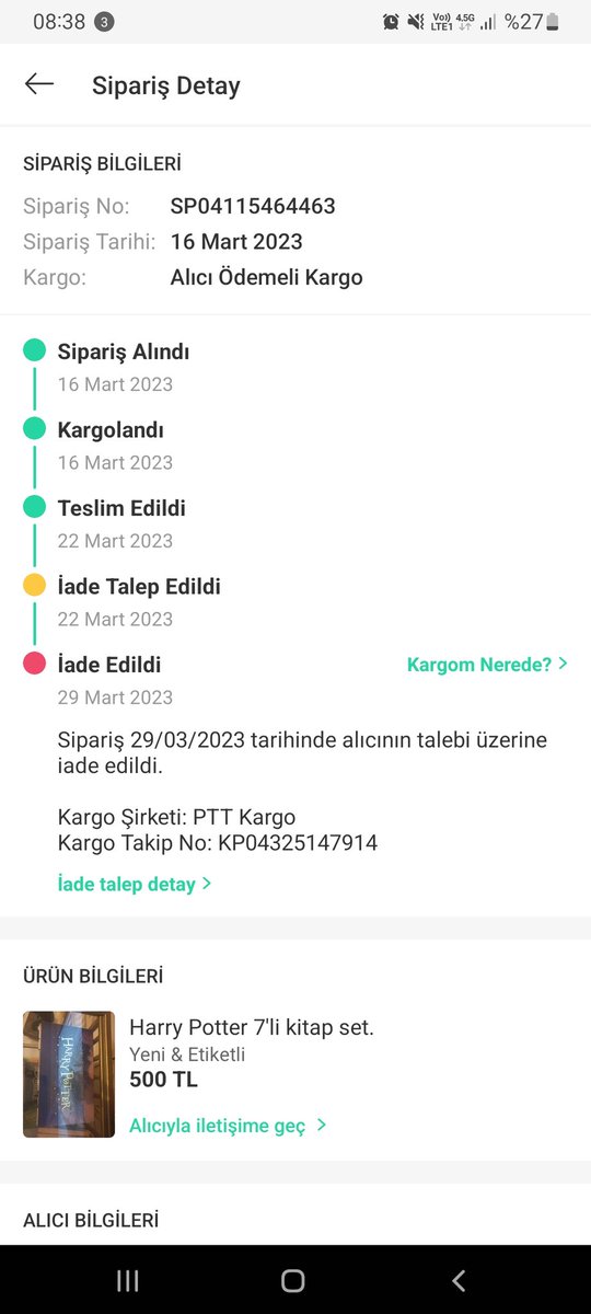 1birkadin1's tweet photo. Kargo tutanağı olmadan zarar görmemiş ürüne iade veren dolap. Parası olan insan kalkıp kitap mı satar 40 tl de kargo ücreti istiyorlar. Geri alamadım çünkü hiç param yoktu. Ürünü iade aldım demeden gene onaylamissiniz. @dolap_com https://t.co/yBmeGJl284