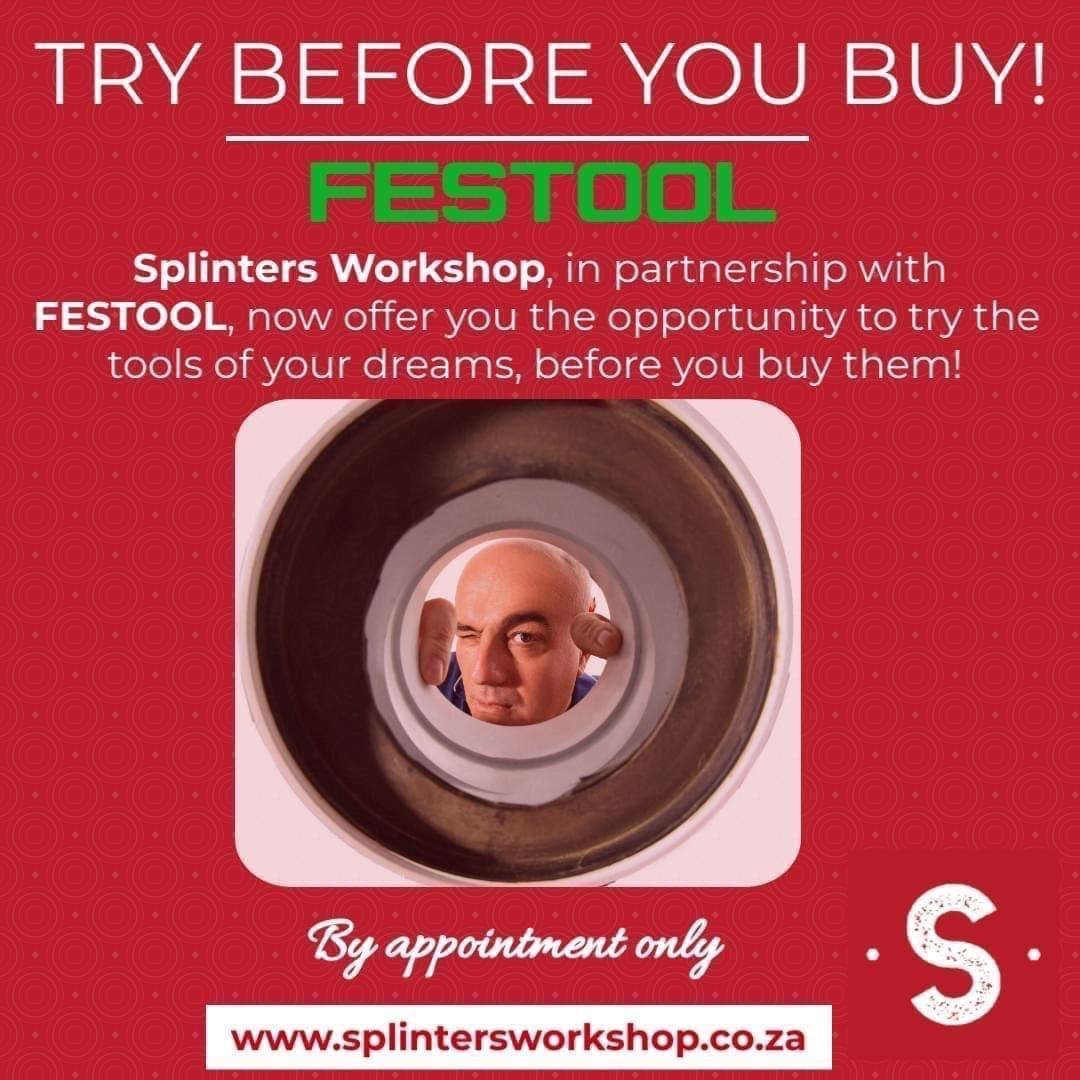 SplintersSA's tweet image. We have an exciting partnership with:
#Festool and #SplintersWorkshopSA!

We offer you the opportunity to try your dream tools in our #workshop before you buy them!

Come play with us &amp;amp; Festool!!

GET IN TOUCH: splintersworkshop.co.za
#MakeIt #DIY #Joburg #JHB #Tools #Training