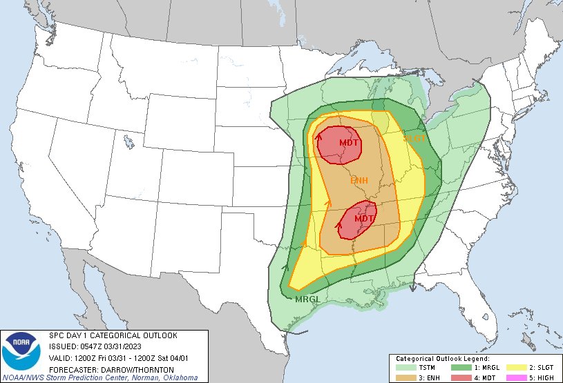 NWS Storm Prediction Center on Twitter "1249am CDT SPC Day1 Outlook