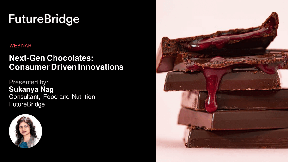 TheFutureBridge's tweet photo. Want to know how consumer-driven innovation is shaping the future of chocolates? Watch our recent webinar presented by Sukanya Nag on "Next-Gen Chocolates: Consumer-Driven Innovations".
Watch now: https://t.co/oFs5Pkslki
#FutureBridge #Sustainability #Innovation #Technology https://t.co/83pZg41vYF