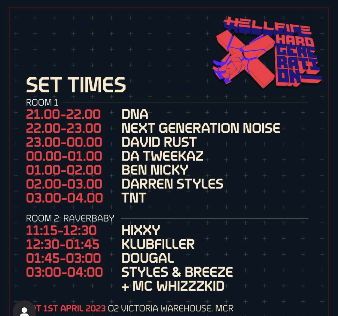 It’s rave day eve 🥳

3 years since our race shoes where hung up….this line up was to good to miss 💃

It’s definitely going off in the #raverbaby room!

<a href="/bennicky/">Ben Nicky</a> <a href="/DavidRustMusic/">David Rust</a> <a href="/darrenstylesuk/">Darren Styles</a> <a href="/markbreezeuk/">Mark Breeze</a> <a href="/Klubfiller/">Klubfiller</a> <a href="/HixxyUK/">Hixxy</a> <a href="/djdougal/">dj dougal</a> <a href="/MCWhizzkid/">Whizzkid</a>