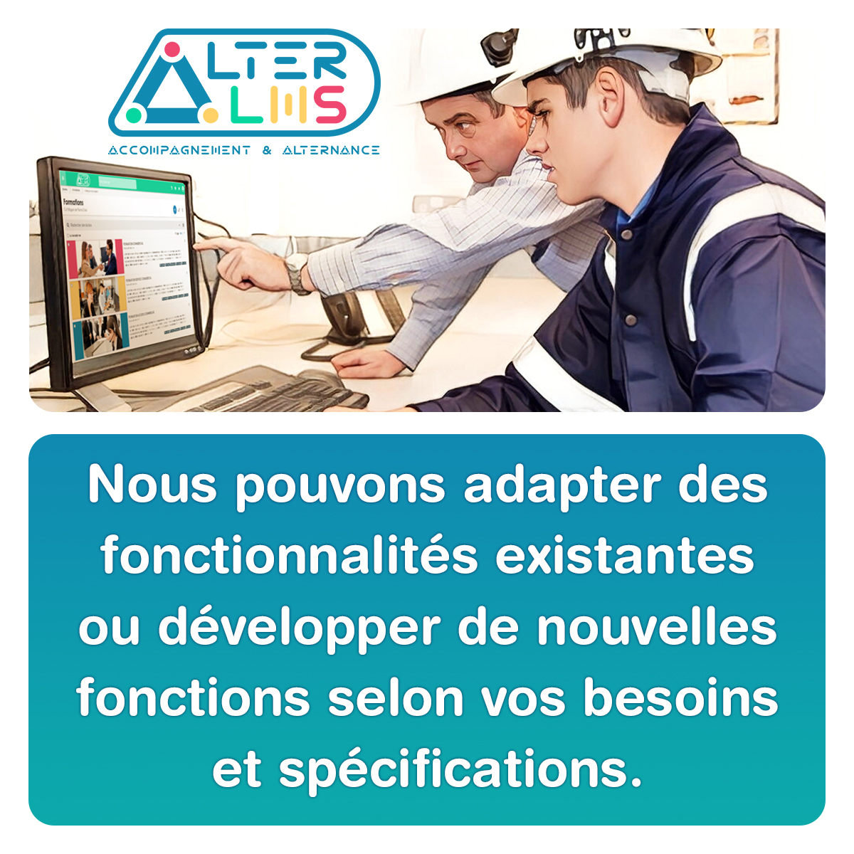 Avec la solution Open source #AlterLMS, personnalisez et adaptez votre #elearning selon vos spécifications. Contactez-nous pour une étude de faisabilité et découvrez nos fonctionnalités ! #adaptation #développement #technique #formation #alternance #apprentissage #digitalisation