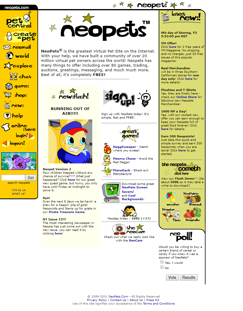 WebDesignMuseum's tweet photo. NeoPets website in 2001

#WebDesignHistory https://t.co/BKHmcWKUsn