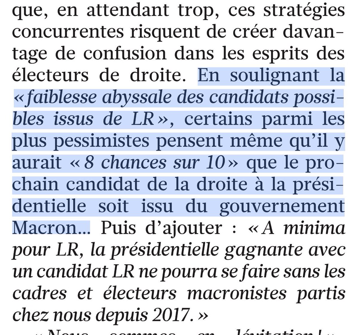 BobLeCentriste's tweet photo. «En soulignant la “faiblesse abyssale des candidats possibles issus de #LR”, certains pensent qu’il y aurait “8 chances sur 10” que le prochain candidat de la droite à la présidentielle soit issu du gouvernement Macron…»
https://t.co/QvTcduCbOH https://t.co/iJ3cKrGzU0