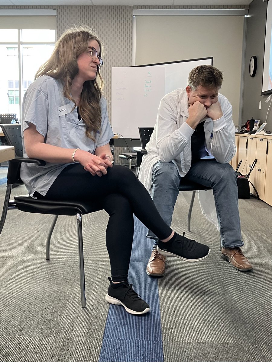 slinnjoanne's tweet photo. So grateful for the recent faculty development with our @Interior_Health sim team. Thanks @KidSIMCalgary for putting on this difficult debriefing workshop! 

Pictured: us role playing sticky situations 
Not pictured: the anxiety trying to debrief us out of them
@baylis_jared https://t.co/d0m3bU8yJp