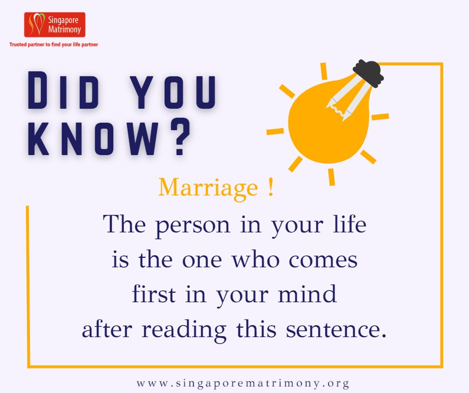 Did You Know ?  @ singaporematrimony.org  #DidYouKnowMarriage
#MarriageFacts
#RelationshipTrivia
#MarriageStatistics
#MarriageResearch
#FunFactsAboutMarriage
#MarriageMyths
#LoveAndMarriage
#MarriageEducation
#MarriageAdvice