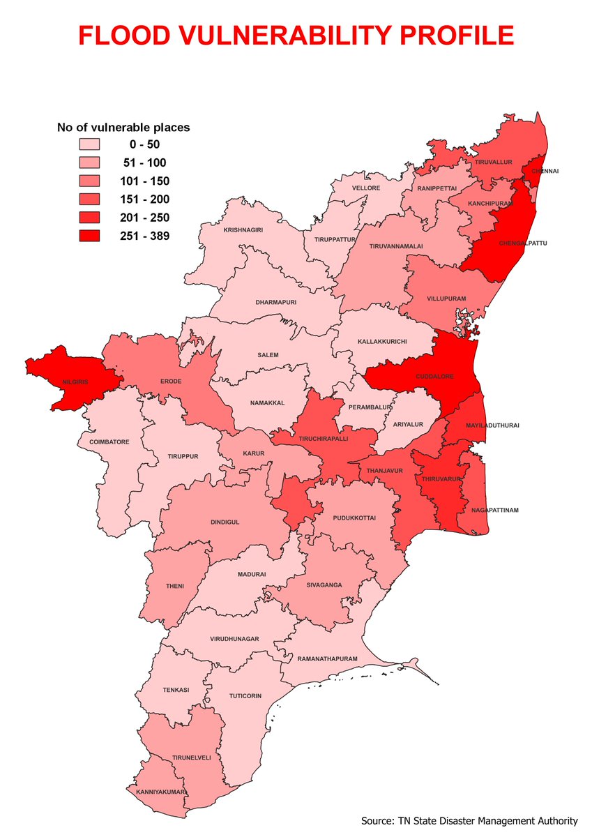 ezhil_jkm's tweet photo. Based on the depth of inundation in habitations during peak flooding situations the vulnerability has been assessed by the officials. Tamil Nadu's district wise local flood vulnerability profile is presented below: (You can also find the table below)
1/n
#disaster #ClimateCrisis https://t.co/kVjEe7MU9j