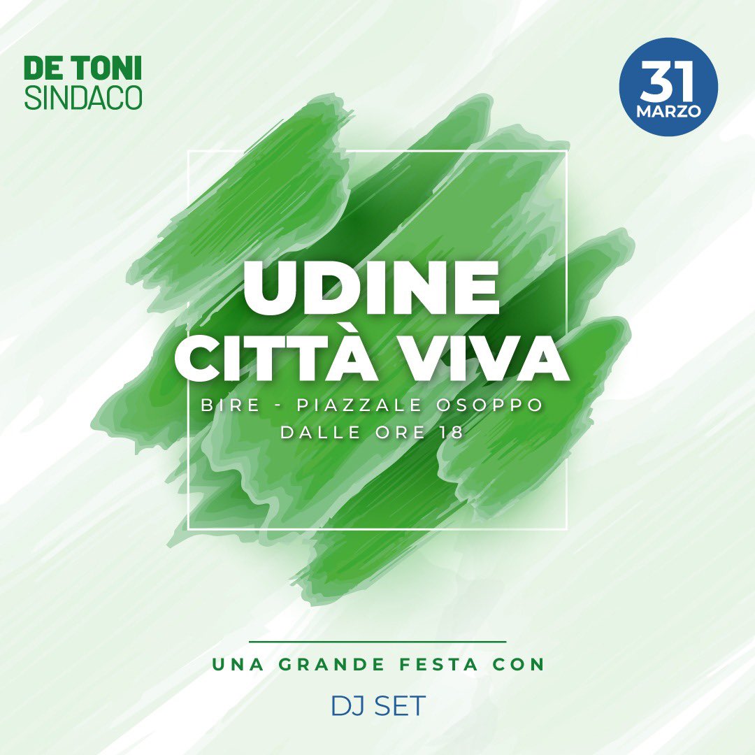 Il 2/3 aprile scrivi Di LENARDO - FACCHINI e barra il simbolo di Alleanza Verdi e Sinistra per Alberto Felice De Toni sindaco di UDINE!
Puoi esprimere due preferenze di genere diverso.
@FacchiniArianna