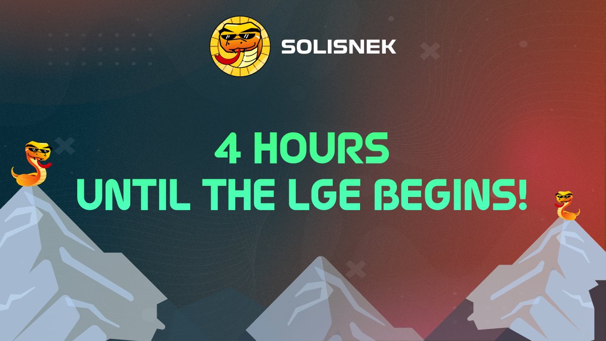 #AVAX + 🐍 = 🔜

solisnek.finance/lge