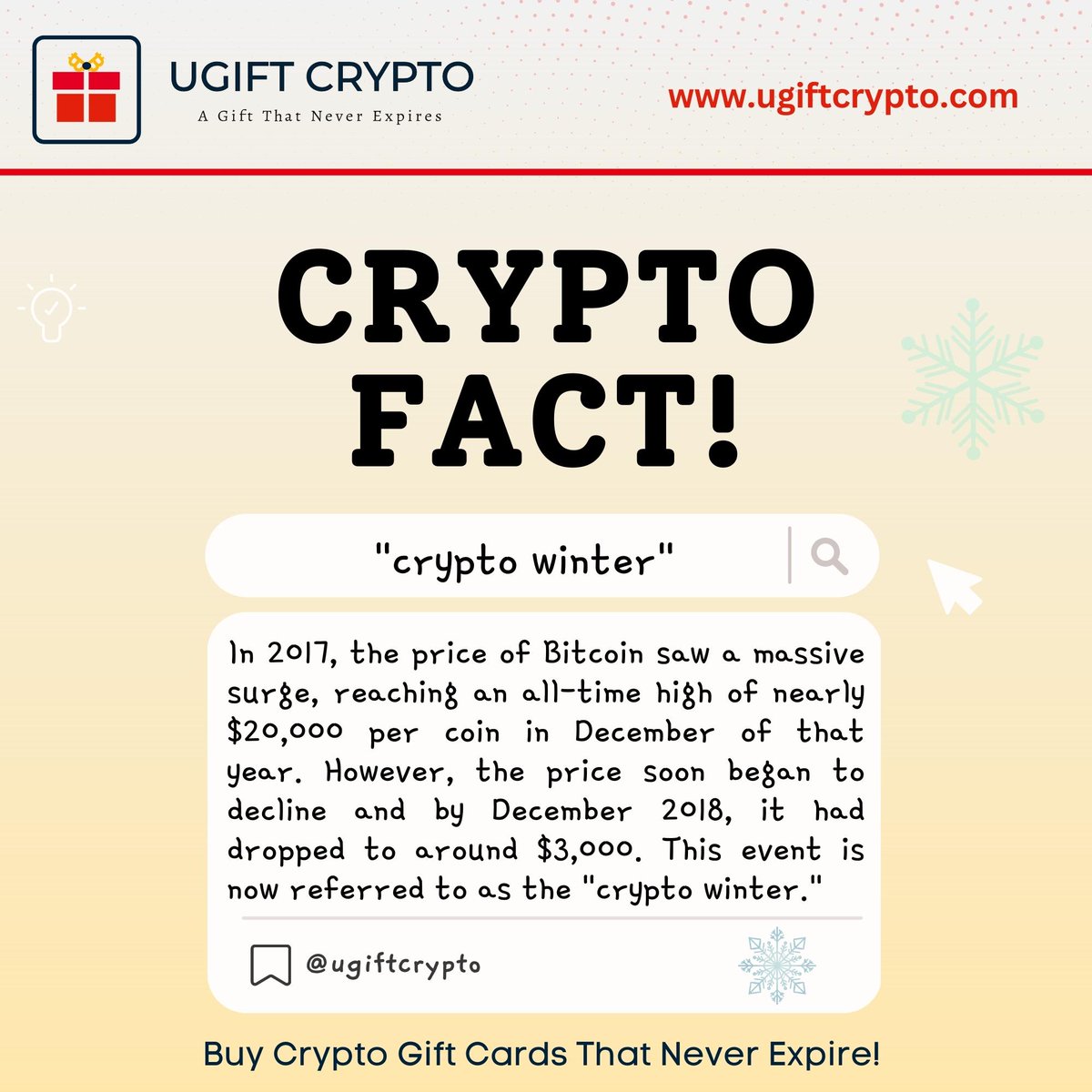 giftcryptotoken's tweet photo. Crypto Fun Fact! "crypto winter"
Buy Crypto Gift Cards That Never Expire!
#cryptowinter #blockchain #crypto #cryptocurrency #ethereum #cryptonews #bitcoin #btc #money #litecoin #coinbase #invest #defi #digitalassets #eth #mining #wavescoin #cryptomerch #nemcoin #bitchares https://t.co/mM1ScuPIZq