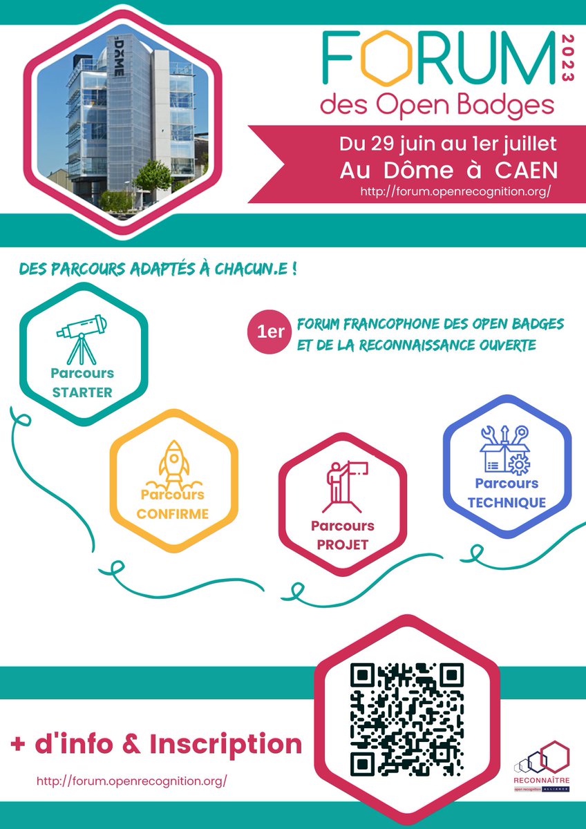 badge_blanc's tweet photo. Envie de découvrir ou de pratiquer les Open Badges ? Des questions techniques sur leur mise en oeuvre ? Cela se passe au Forum des Open Badges du 29 juin au 1er juillet 2023 au Dôme à Caen (#Calvados #Normandie) !

Joignez-vous à nous sur https://t.co/EPIzxxknHT https://t.co/5pwJVOKo8v