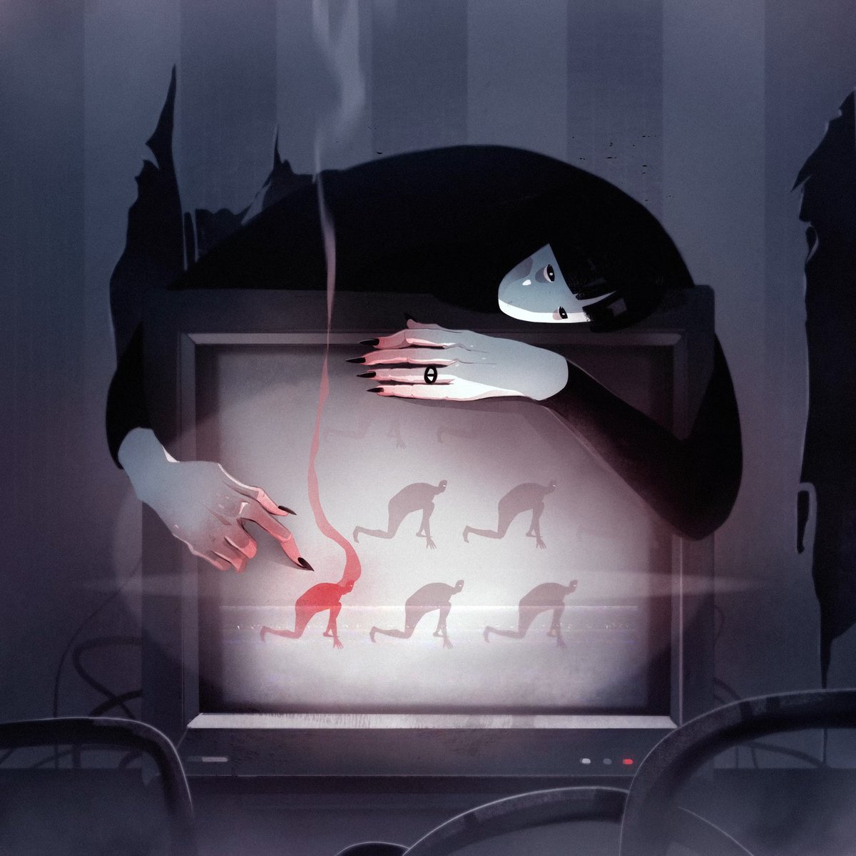 Collectify_app's tweet photo. How do vulnerable and traumatic experiences shape @RailaiteR 's art? 

Find out in our latest Station episode, as Roberta chats about her path to becoming a full-time NFT artist, and the influences and inspirations behind her haunting illustrations. https://t.co/oz809gMzR2