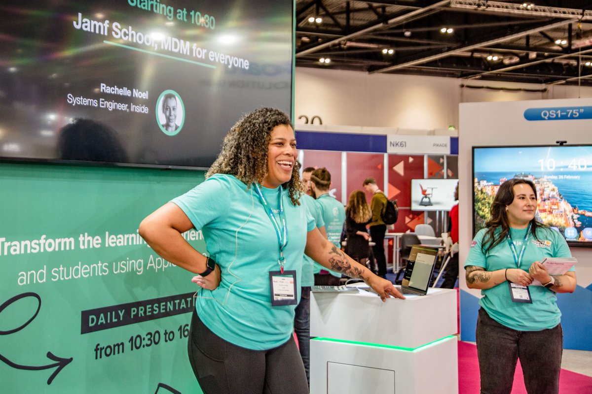 JamfSoftware's tweet photo. How to deliver the best learning experience to all students?
We share top tips on the last day here at #BettUK2023. Join our presentations and the Classroom experience at Stand NK50!
Don’t miss any sessions, check the programme! https://t.co/ex3wlVfwC7
#edtech #bett #jamfedu https://t.co/DkYqeTqRLV