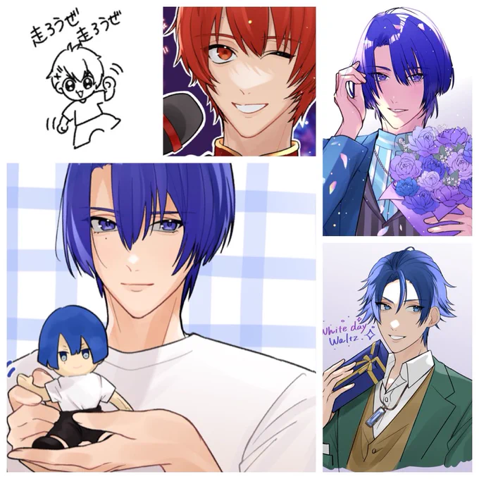 #今月描いた絵を晒そう
🩷❤️💙💜 