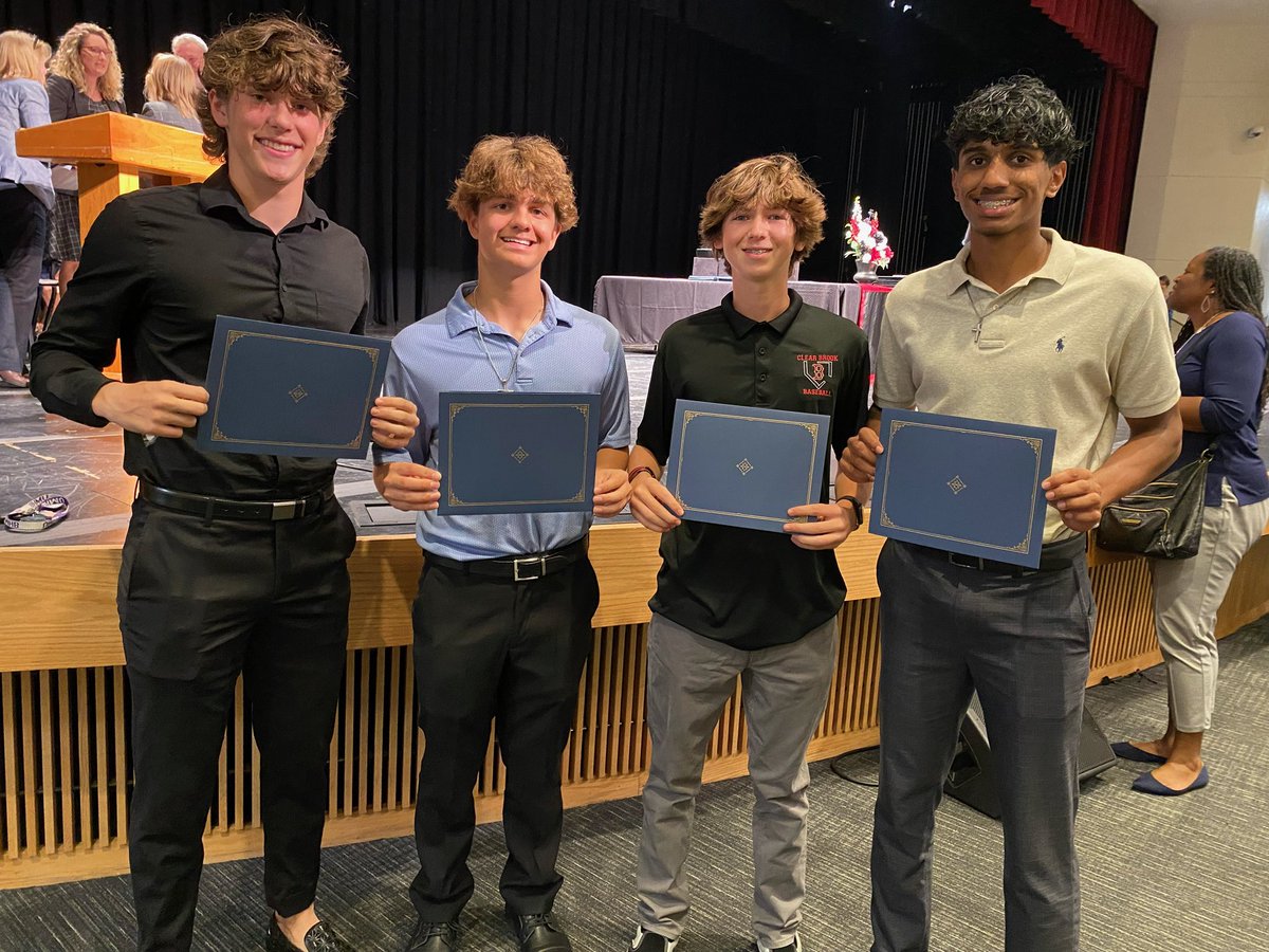 Congratulations to our 4 student athletes for taking care of business in the classroom! Reid Ridley, PJ Dailey, Teddy Garza and Logan Sariga are representing our ball club as SUPERINTENDENT SCHOLARS! <a href="/ClearBrookHS/">Clear Brook HS</a> <a href="/CCISDAthletics/">CCISD Athletics</a>