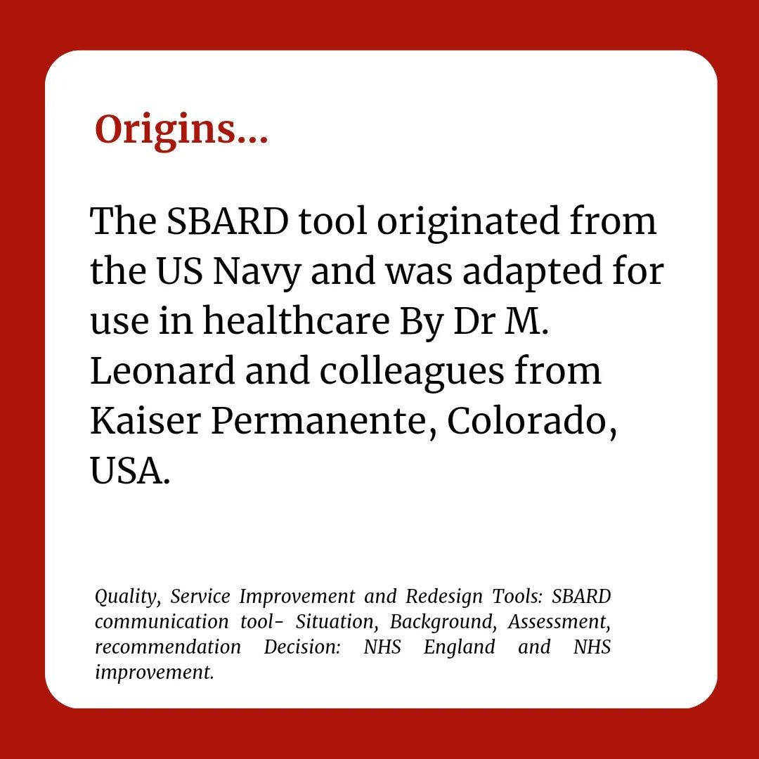 DART_UHL's tweet photo. π―SBARDπ―
SBARD is a great tool to communicate assertively and effectively.
SBARD reduces the need for repetition and the likelihood for errors...
#deterioratingpatient #SBARD #communication https://t.co/x8VA4PFyss