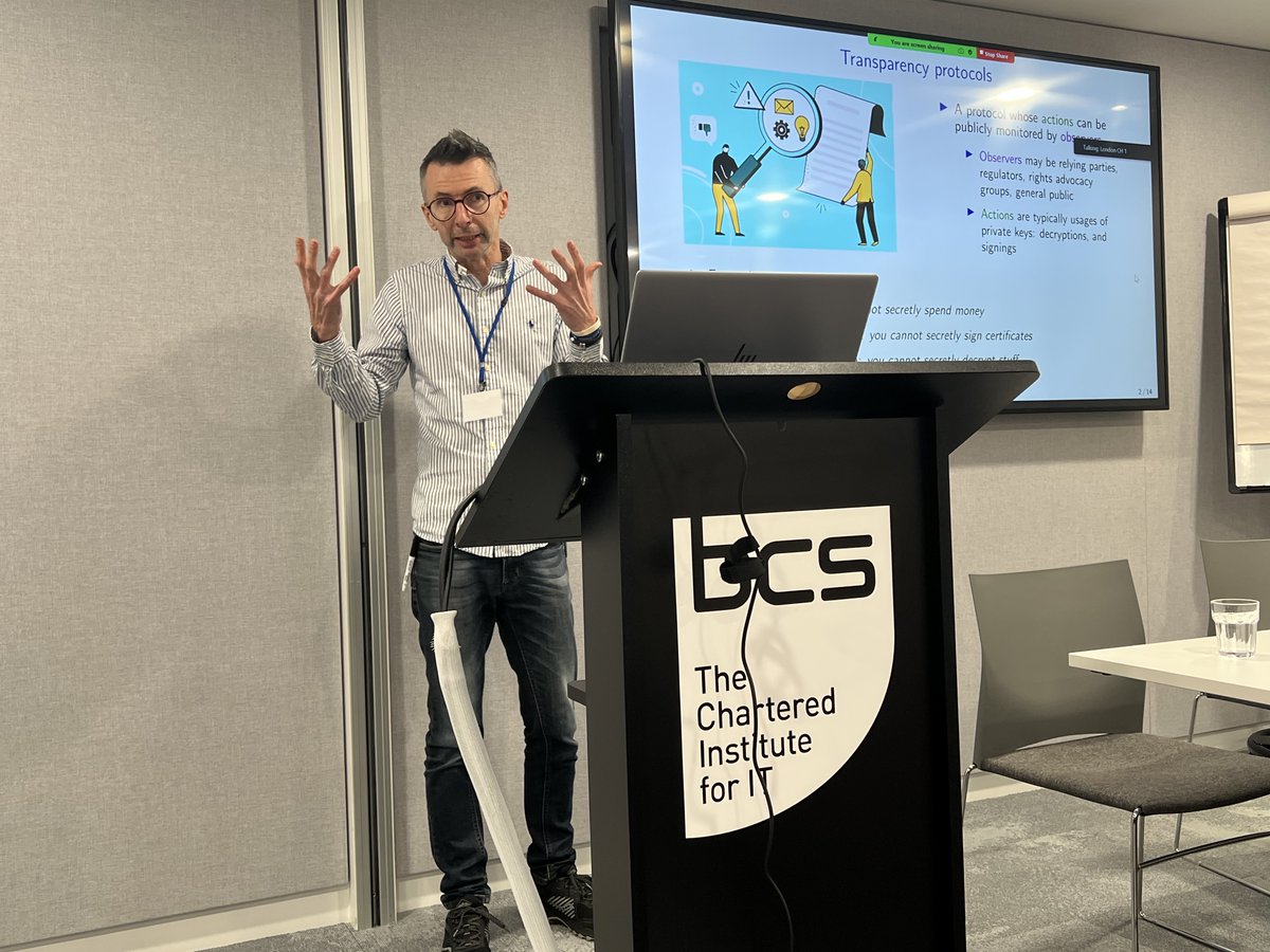 We kicked off our second session of the VeTSS inaugural conference with an exciting talk by the magnificent <a href="/MarkDRyan/">Mark Ryan</a> on verifying transparency protocols. #vetss