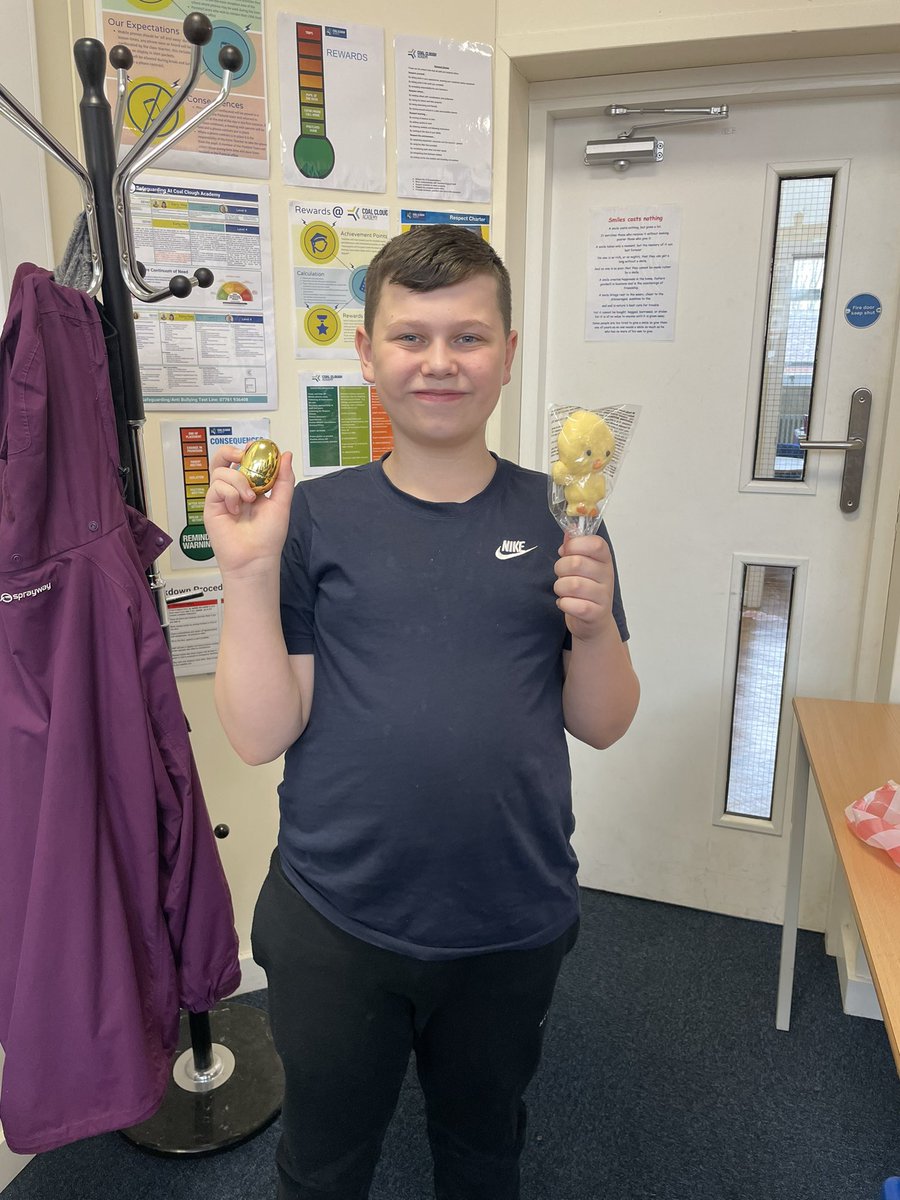 Look who found the Golden Egg! A very happy young man!
Hope everyone has a wonderful break! Happy Easter! 🐣 
@Head_CCA <a href="/DeputyHead_CCA/">Chris Whittaker</a> <a href="/AHT_CCA/">Dillon</a> @DSL_CCA <a href="/therapy_lead/">Lisa Hill</a> @SEND_Lead_CCA