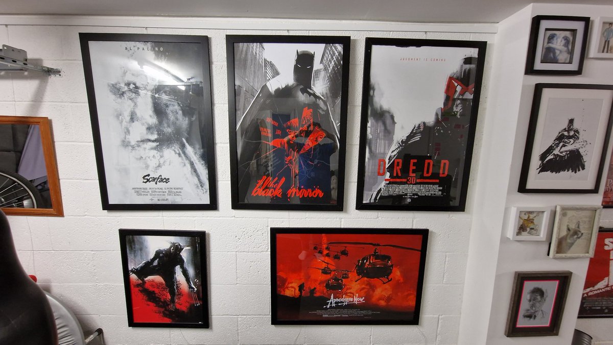 kristofski48's tweet photo. In honour of the @Jock4twenty exhibition opening tomorrow at #PanelGallery, I thought I'd also create my own mini 'exhibition' of his posters at home.
Love how it's looking!
Special mention to @f_francavilla for the Black Mirror. https://t.co/FZnkY9Dgpw