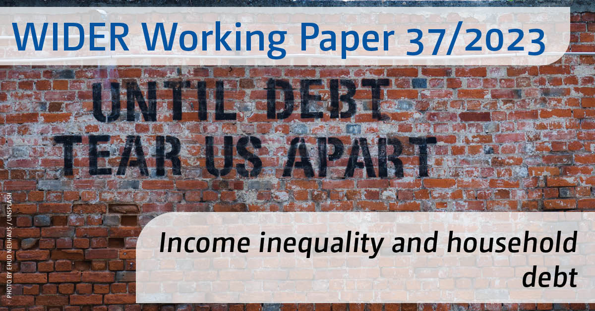 UNU-WIDER (@unuwider) on Twitter photo How does income inequality impact the formal and informal household debt? This Working Paper by Shakeba Foster <a href="/ShakFoster/">Shakeba Foster</a> examines this, using two recent waves of South African Living Conditions Survey.
Read the paper here: go.unu.edu/vQbGH
#SDG10 #WIDERAlumni How does income inequality impact the formal and informal household debt? This Working Paper by Shakeba Foster <a href="/ShakFoster/">Shakeba Foster</a> examines this, using two recent waves of South African Living Conditions Survey.
Read the paper here: go.unu.edu/vQbGH
#SDG10 #WIDERAlumni