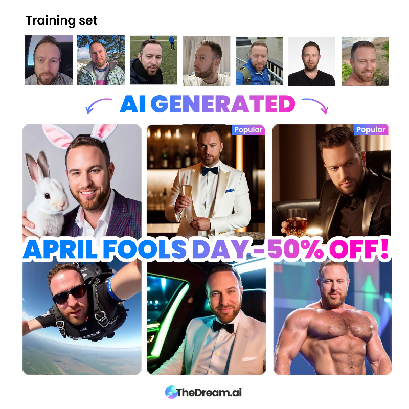 Rgranot's tweet photo. Create realistic AI-generated images of yourself that will have everyone fooled! #AprilFoolsDay