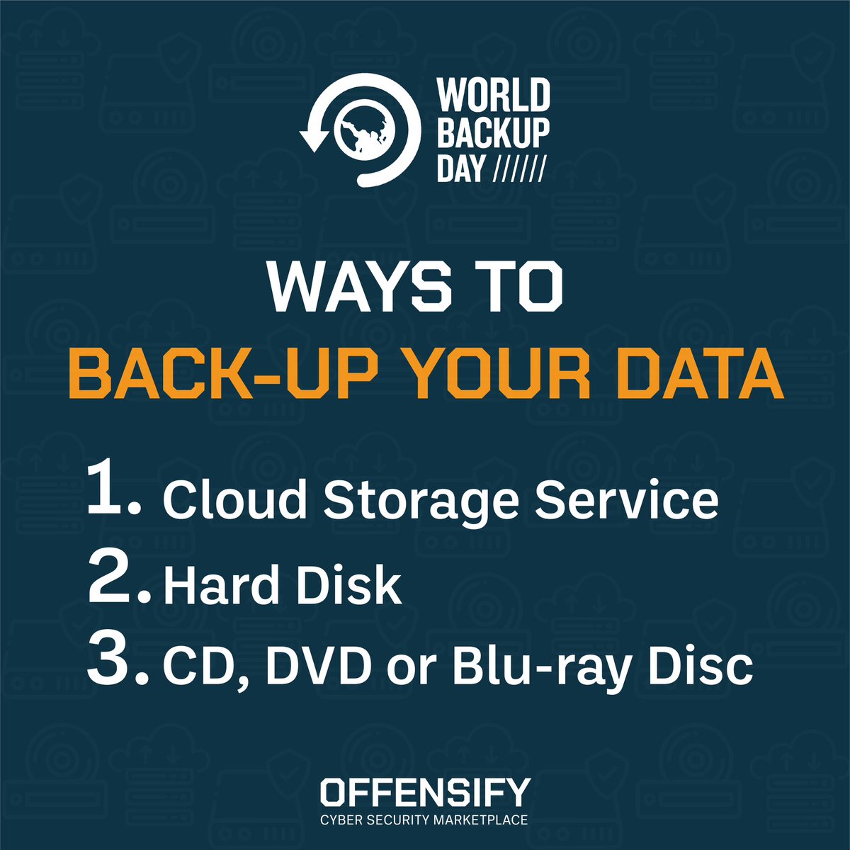 offensify's tweet photo. Hundreds of data are stolen or lost every day. 💸

March 31 can be good day to begin backing up your data. 🎯
👉🏻Secure your data now, check out various safety precautions via: https://t.co/x9uXl8RWGm

#Offensify #CyberSecurity #WorldBackupDay #BackupYourData https://t.co/LeuRS36Dag