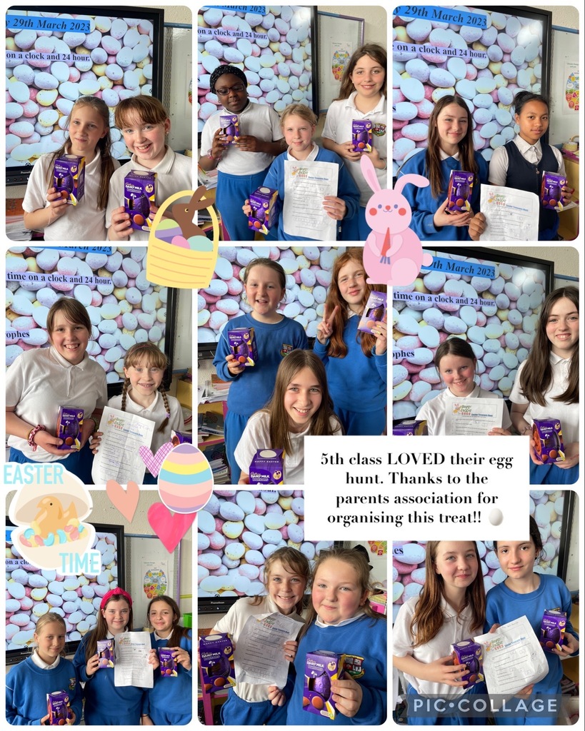 OLOCschool's tweet photo. Easter Egg Hunt in 5th Class 🐰 🥚:

The 5th class girls had great fun collecting clues all around our school to crack the code and unlock their Easter Eggs!

It was so well organised! Thank you to the Parents Association who organised it. It was a fan… https://t.co/z0GJ90fPzE https://t.co/kQC1LNnVrW