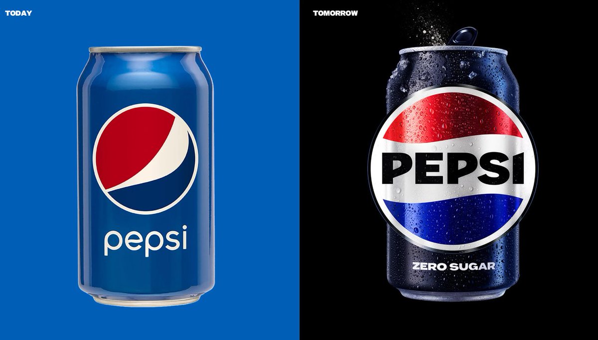 Todo_DisenoG's tweet photo. ¡De vuelta al pasado! Pepsi da un giro a su imagen de marca retomando los elementos de su identidad de los años 80. Un diseño que gana en contundencia y versatilidad tanto por la paleta de colores como por la tipografía. ¿Qué opinas del cambio?  #branding #diseño #logo https://t.co/iDNsvYCbSI
