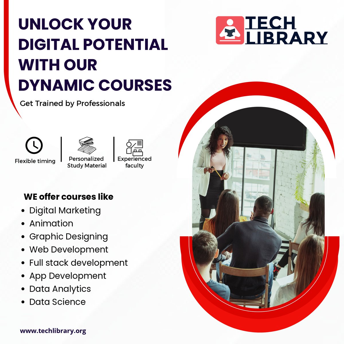 TechLibraryEdu's tweet image. Unlock your Digital Potential with our dynamic courses
"#techlibrary #courses #training #institute
#datasciencecourse #webdevelopment #animation "