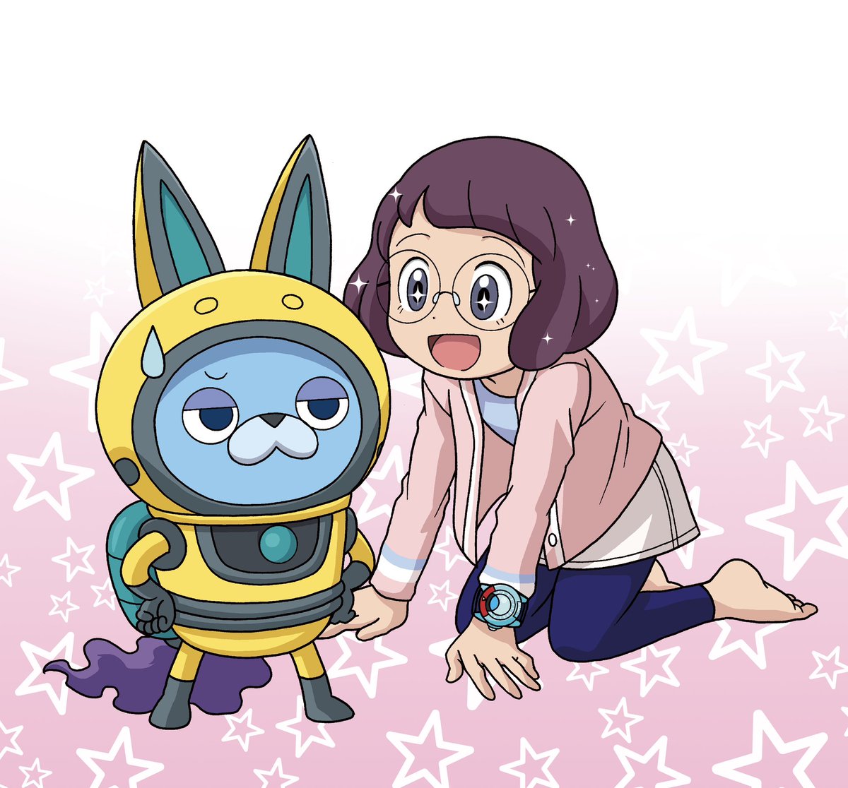 「とても楽しい思い出ばかりでした…ありがとう!ずっと大好きです!! #妖怪ウォッチ」|あさだみほのイラスト