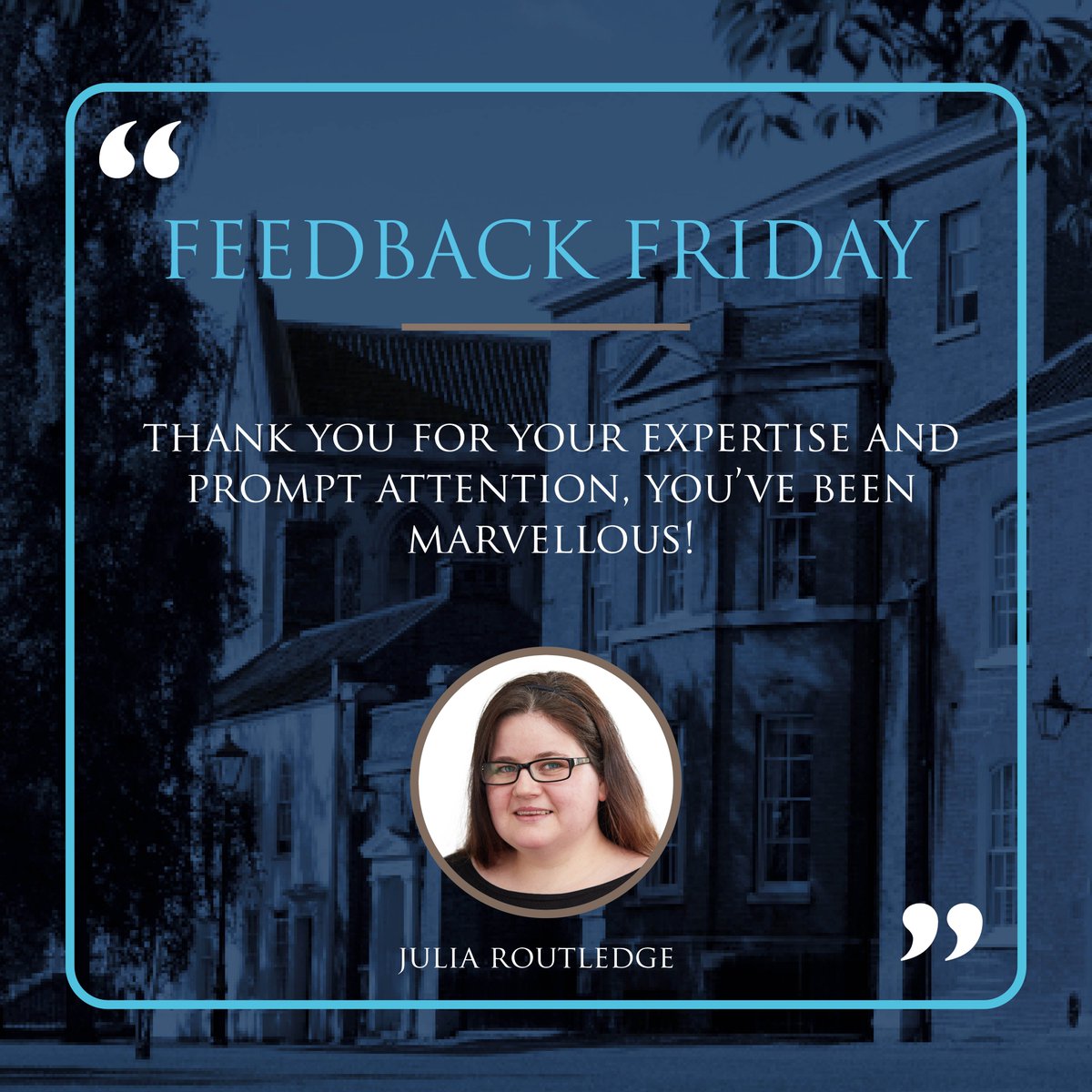 leathesprior's tweet photo. It's that time again... #feedbackfriday! This week is a short and sweet thank you to Julia Routledge for her excellent work on a Lease Renewal for her client. Well done Julia πΎβ
β
#clientfeedback #feedback #leathesprior #norwichsolicitors #solicitorsnorfolk #clientreview https://t.co/rAqi2jvXS5