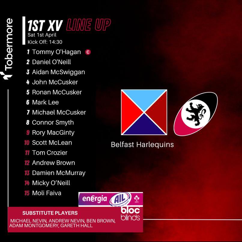 RaineyRFC's tweet photo. Good luck to the 1st XV who travel to Belfast Harlequins tomorrow in the penultimate game of the #EnergiaAIL All support for a 2.30pm kick off would be greatly appreciated by the team who need a win to stay in contention for the play offs. #ROBRFC 🔴⚫️🏉 https://t.co/Ibk7v6Ws6v